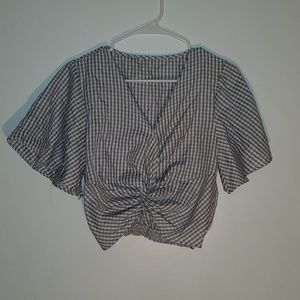 Slightly-Used Ruched Gingham Crop Top